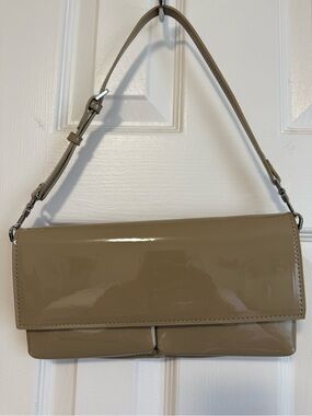 MNG PATENT LEATHER SHOULDER BAG top glossy minimalist, Y2K baguette purse
NWOT